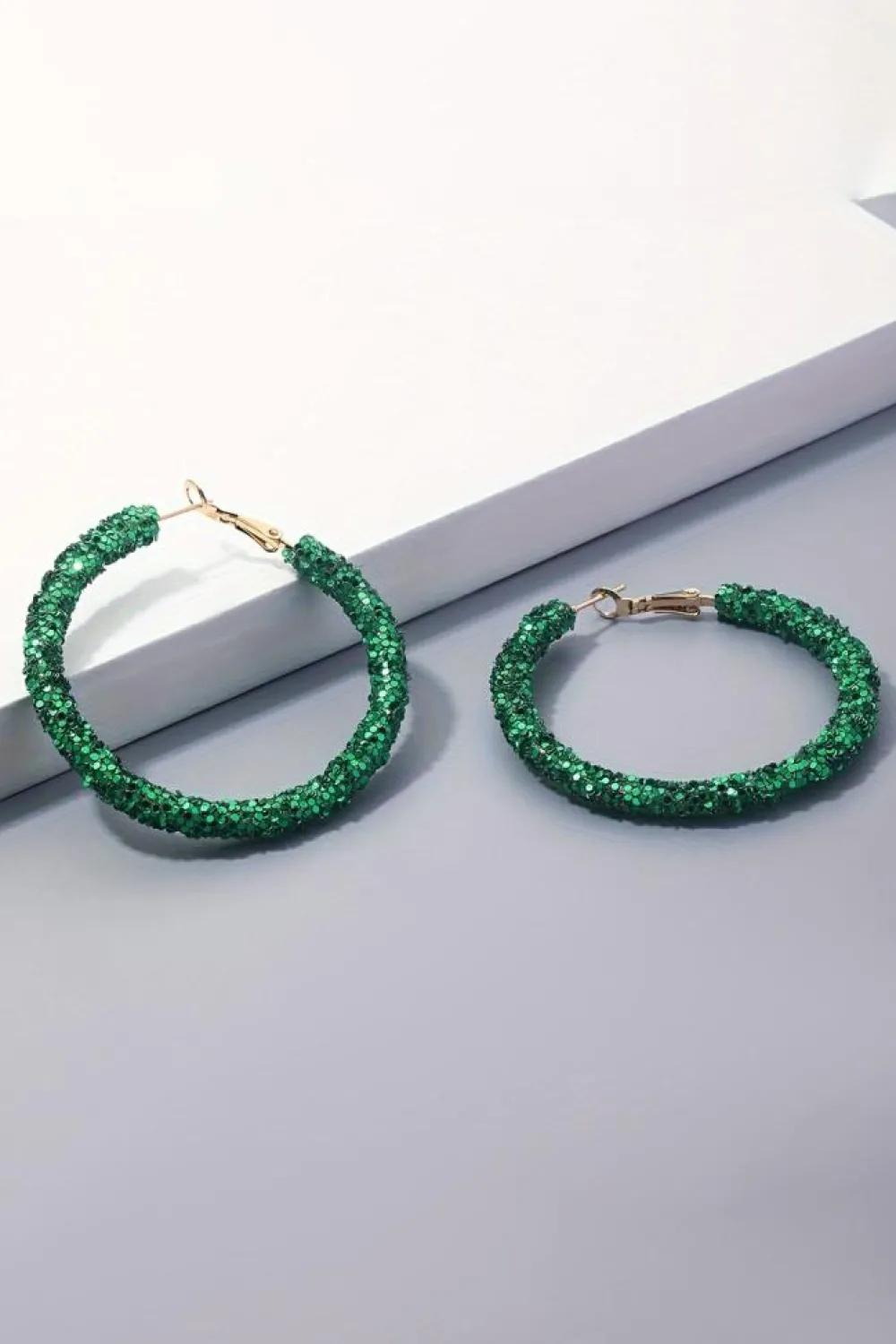Best Dear-Lover St. Patricks Fashion Daring Sequin Loop Earrings Dark Green