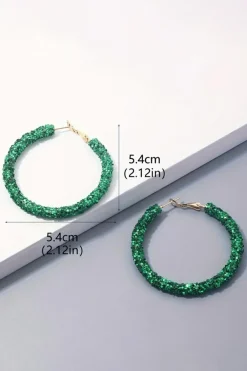 Best Dear-Lover St. Patricks Fashion Daring Sequin Loop Earrings Dark Green