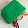 Fashion Dear-Lover Textured Woven Pattern Zipper Cosmetic Bag Dark Green