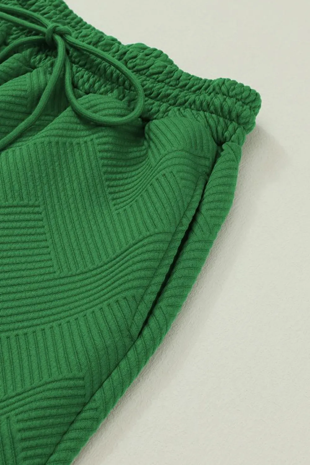 Discount Dear-Lover Ultra Loose Textured 2pcs Slouchy Outfit Dark Green