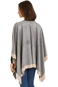 Discount Dear-Lover Color Block Wrap Shawl Dark Grey
