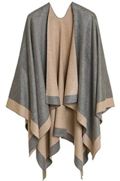 Discount Dear-Lover Color Block Wrap Shawl Dark Grey