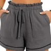 Discount Dear-Lover Cotton Gauze Paperbag Shorts Dark Grey