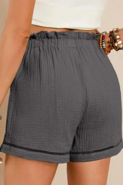 Discount Dear-Lover Cotton Gauze Paperbag Shorts Dark Grey