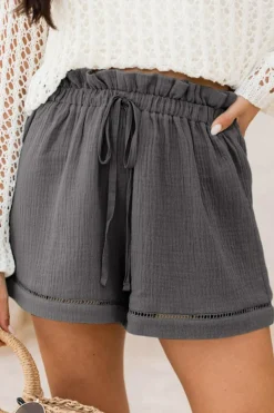 Discount Dear-Lover Cotton Gauze Paperbag Shorts Dark Grey