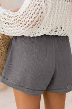 Discount Dear-Lover Cotton Gauze Paperbag Shorts Dark Grey