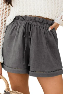Discount Dear-Lover Cotton Gauze Paperbag Shorts Dark Grey