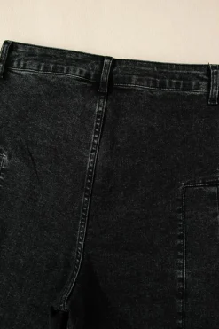 Outlet Dear-Lover Pleated Wide Leg Mineral Wash Denim Pants Dark Grey