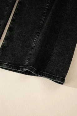 Outlet Dear-Lover Pleated Wide Leg Mineral Wash Denim Pants Dark Grey