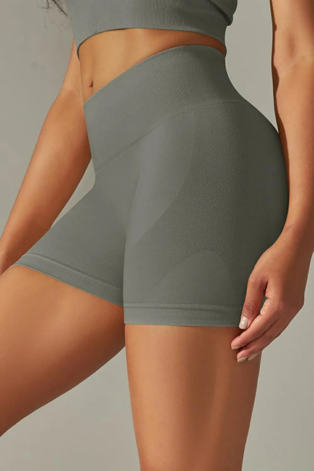 Online Dear-Lover Solid Color High Waist Tummy Control Active Shorts Dark Grey