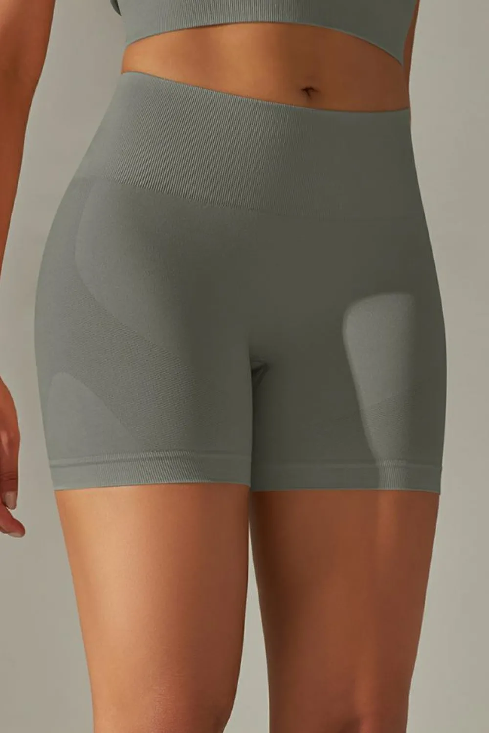 Online Dear-Lover Solid Color High Waist Tummy Control Active Shorts Dark Grey