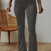 Discount Dear-Lover V Shape High Waist Flared Leggings Dark Grey