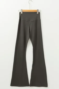 Discount Dear-Lover V Shape High Waist Flared Leggings Dark Grey