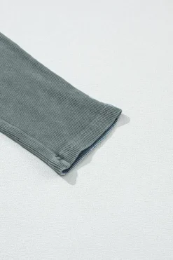 Discount Dear-Lover Vintage Wash Ribbed Leggings Dark Grey