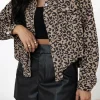 Discount Dear-Lover Leopard Print Corduroy Irregular Hem Buttoned Jacket Dark Khaki