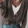 Discount Dear-Lover Open Knit Drop Shoulder Sweater Cardigan Dark Khaki