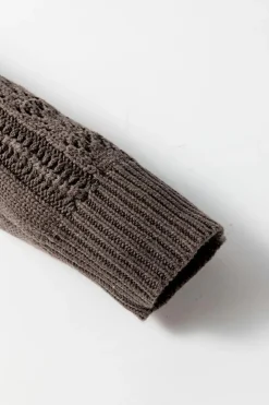 Discount Dear-Lover Open Knit Drop Shoulder Sweater Cardigan Dark Khaki