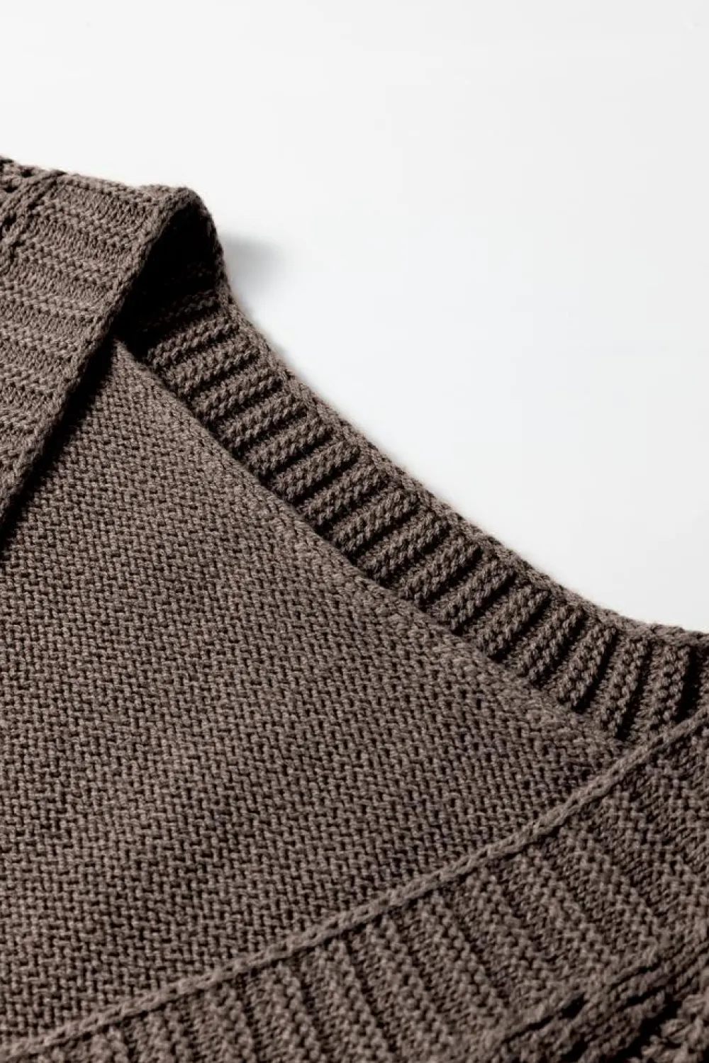 Discount Dear-Lover Open Knit Drop Shoulder Sweater Cardigan Dark Khaki