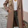 Clearance Dear-Lover Single Breasted Lapel Collar Flap Pocketed Overcoat Dark Khaki
