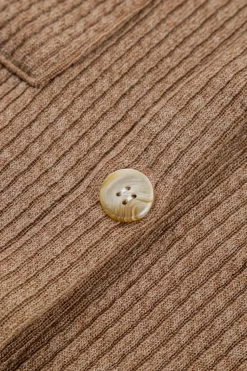New Dear-Lover Solid Color Corduroy Buttoned Long Sleeve Shacket Dark Khaki