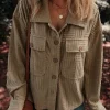 Best Dear-Lover Textured Chest Pocket Button-up Shacket Dark Khaki