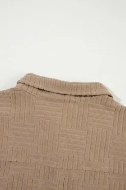 Best Dear-Lover Textured Chest Pocket Button-up Shacket Dark Khaki
