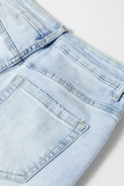Sale Dear-Lover Vintage Light Wash Distressed Flare Jeans Beau Blue