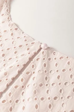 Sale Dear-Lover Embroidered Eyelets Ruffled Hem Sleeveless Mini Dress Delicacy