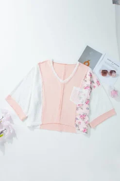 Best Dear-Lover Floral Lace Crochet Patchwork Batwing Sleeve Blouse Delicacy