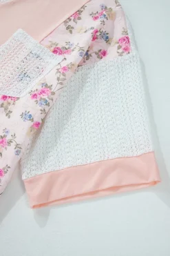 Best Dear-Lover Floral Lace Crochet Patchwork Batwing Sleeve Blouse Delicacy
