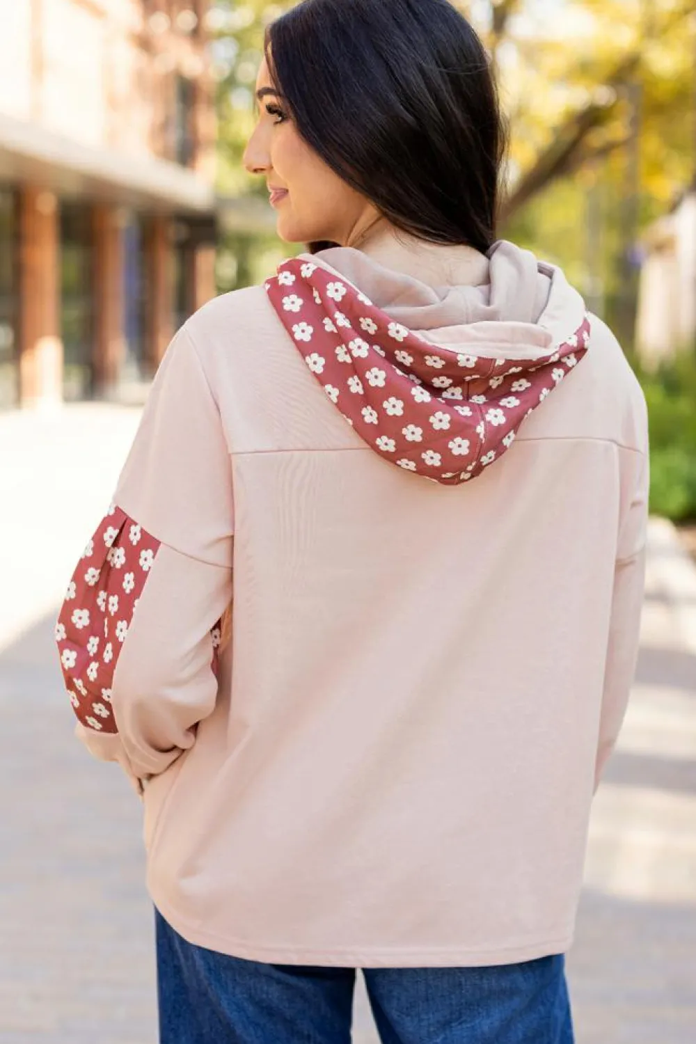 Discount Dear-Lover Floral Patchwork Star Pattern Drawstring Hoodie Delicacy