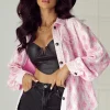 Best Dear-Lover Geometric Print Textured Flap Detail Shacket with Pocket Delicacy