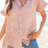 New Dear-Lover Metallic Buttoned Loose Fit Short Sleeve Shirt Delicacy