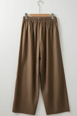Hot Dear-Lover Cotton Linen Drawstring Waist Wide Leg Pants Desert Palm