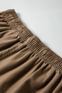 Hot Dear-Lover Cotton Linen Drawstring Waist Wide Leg Pants Desert Palm