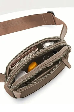 Outlet Dear-Lover Minimalist Multi-zipped Crossbody Bag Desert Palm