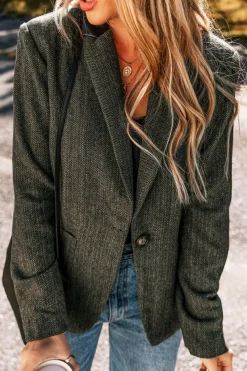 Best Dear-Lover Twilled Single Breasted Lapel Blazer Coat Desert Palm