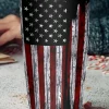 Outlet Dear-Lover American Flag Stainless Steel Insulated Tumbler 20oz Dirty blue