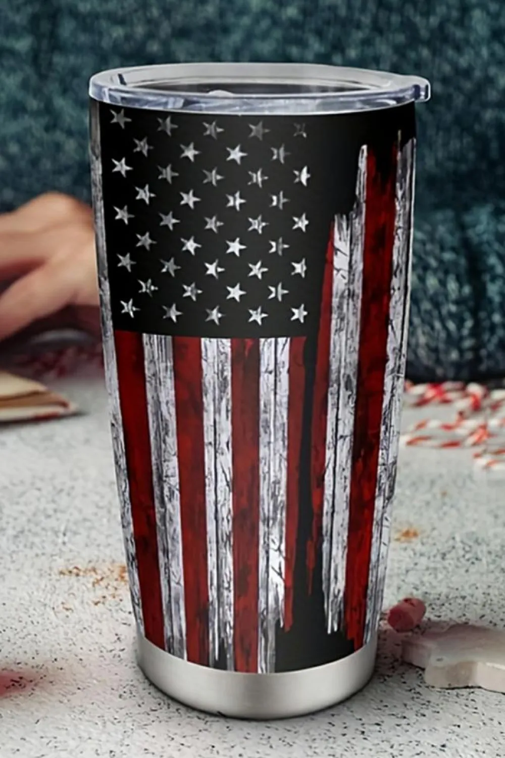Outlet Dear-Lover American Flag Stainless Steel Insulated Tumbler 20oz Dirty blue