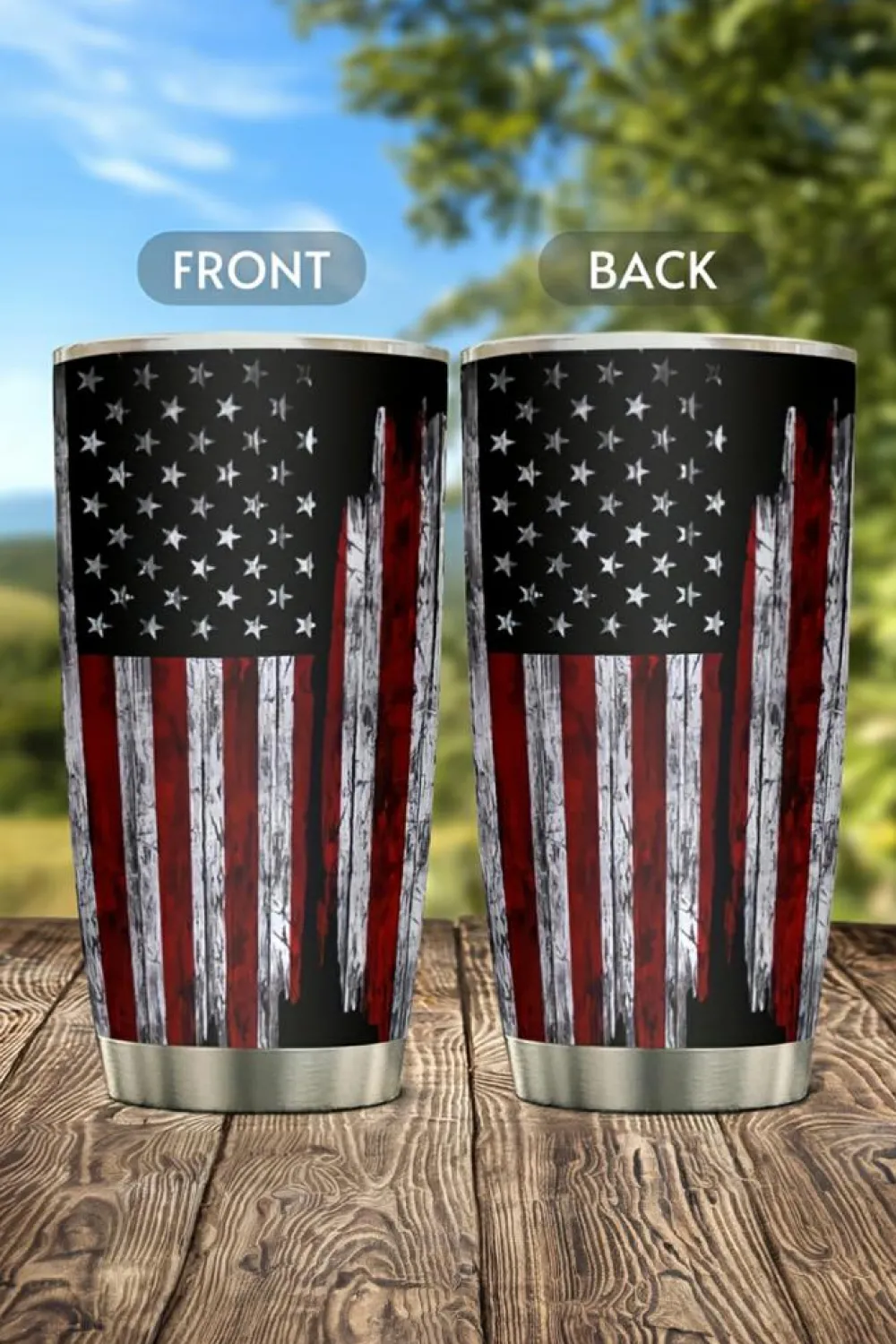 Outlet Dear-Lover American Flag Stainless Steel Insulated Tumbler 20oz Dirty blue