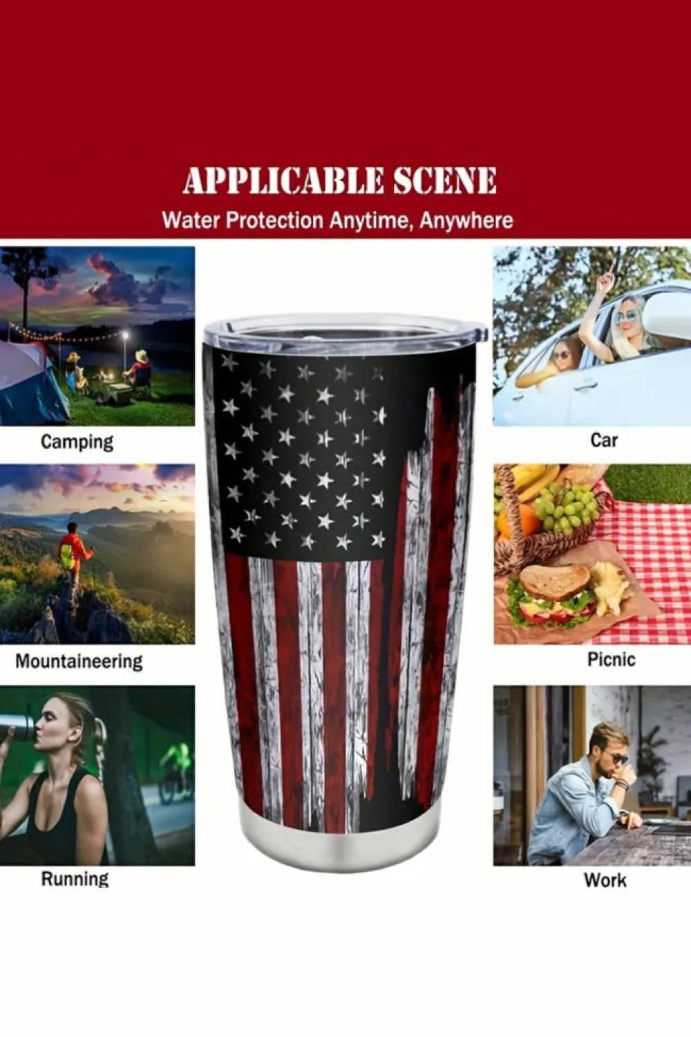 Outlet Dear-Lover American Flag Stainless Steel Insulated Tumbler 20oz Dirty blue