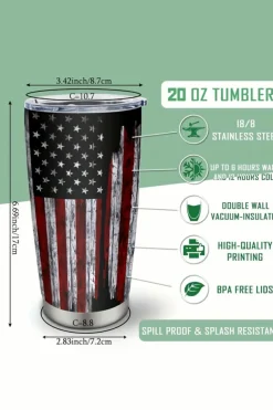 Outlet Dear-Lover American Flag Stainless Steel Insulated Tumbler 20oz Dirty blue