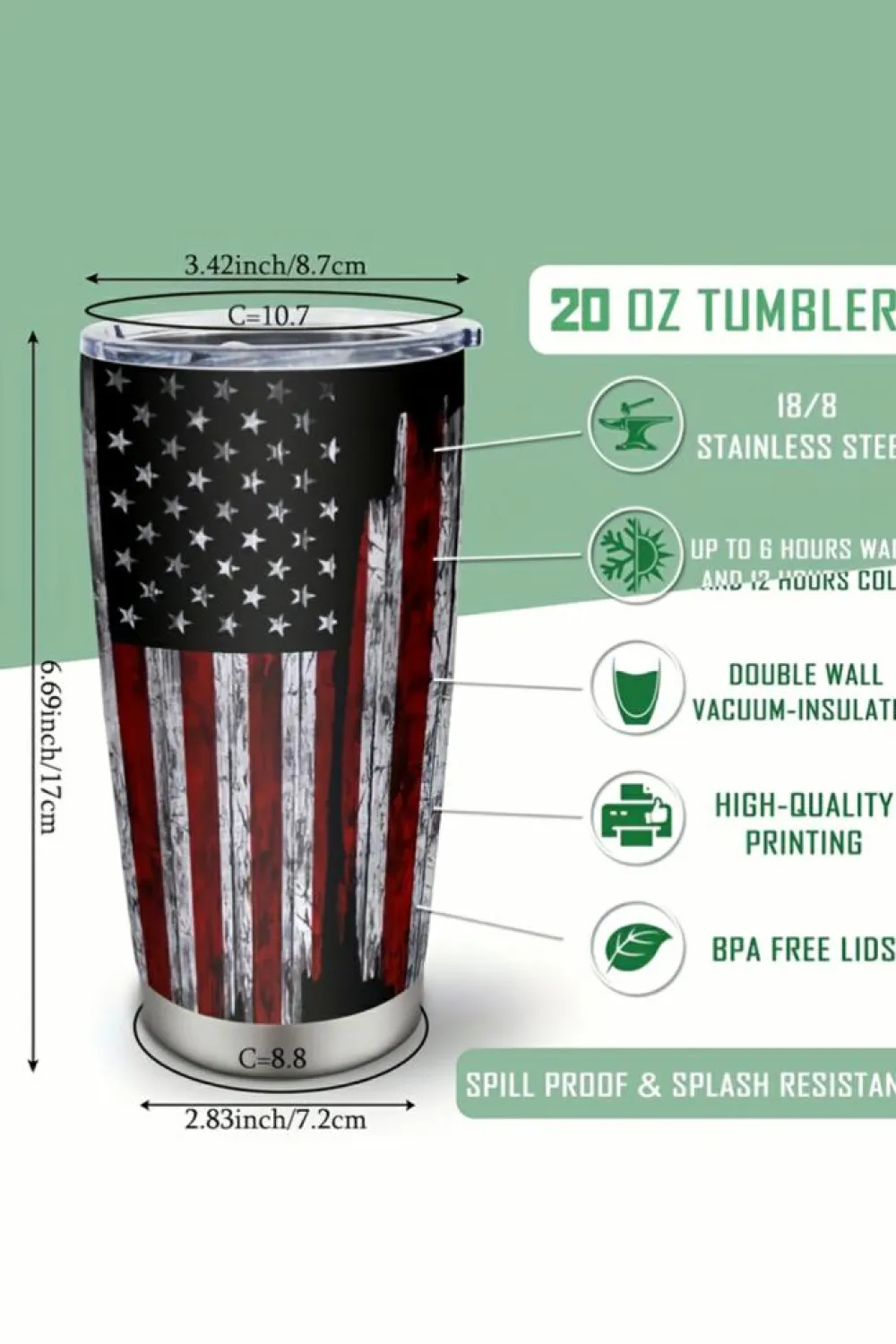 Outlet Dear-Lover American Flag Stainless Steel Insulated Tumbler 20oz Dirty blue