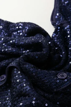 Discount Dear-Lover Sequined Deep V Neck Buttoned Tank Top Dirty blue
