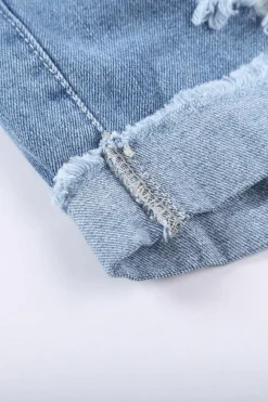 Outlet Dear-Lover Distressed Ripped Rolled Hem Denim Shorts Sky Blue