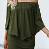 Online Dear-Lover Dressing Layered Army Mini Poncho Dress Green