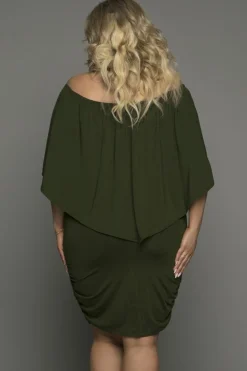 Online Dear-Lover Dressing Layered Army Mini Poncho Dress Green