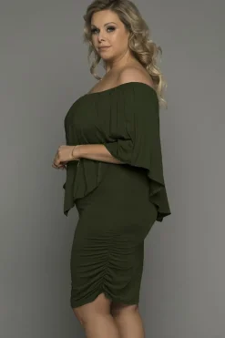 Online Dear-Lover Dressing Layered Army Mini Poncho Dress Green