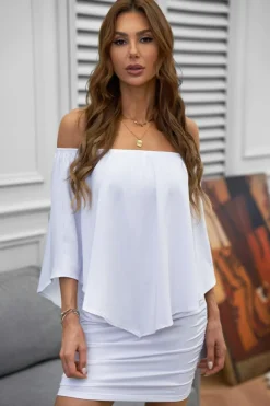 Online Dear-Lover Dressing Layered Mini Poncho Dress White