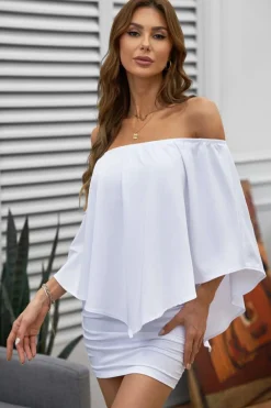 Online Dear-Lover Dressing Layered Mini Poncho Dress White